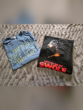 Graphic Black 'Better Be FN Swole' Tee + Blue State Park Logo Tee - Two Pack